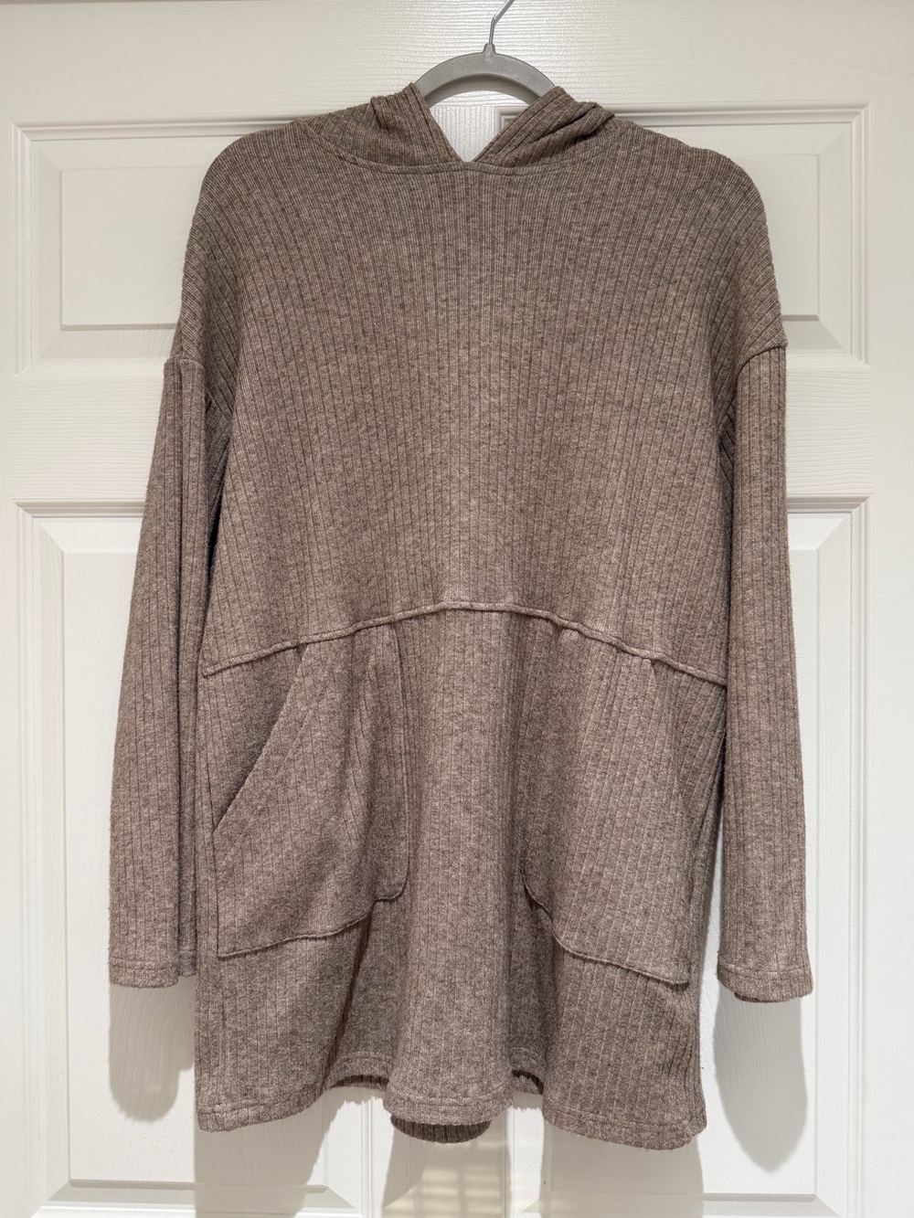 FARES Relaxed Fit Knit Hoodie - Pecan S